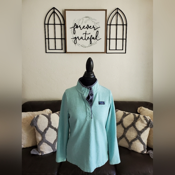 L.L. Bean Sea Foam Green 1/2-button Pullover, Sweater Size Small Classic Boho - Picture 11 of 14